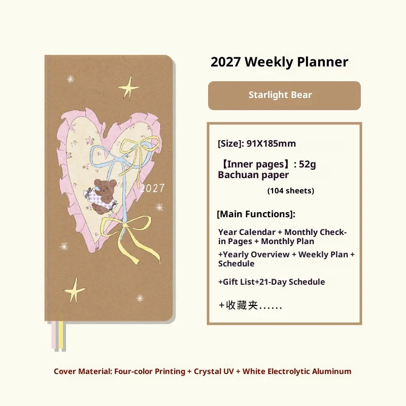 Kinbor 2027 A5/A6 Planner Notebook - Full-Year Daily Journal & Monthly Agenda for Time Management