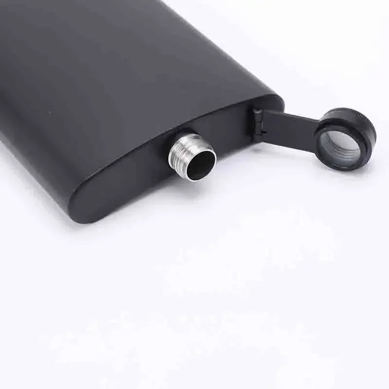 304 SS Portable Hip Flask – Black Whiskey, Vodka, Wine Bottle (6-12oz), Outdoor Bar Party Drinking Utensil