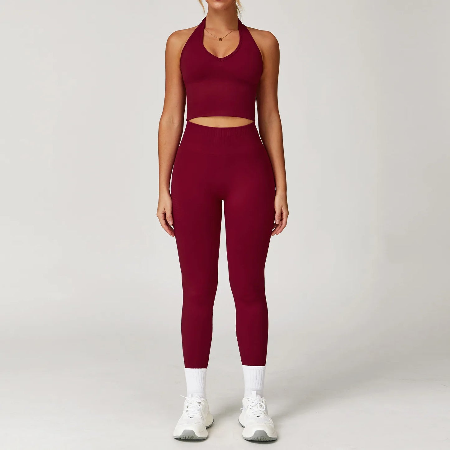 Women’s Seamless 2/3 Piece Yoga Set – Fitness Workout Sportswear with Leggings, Sports Bra & Long Sleeve Gym Outfit