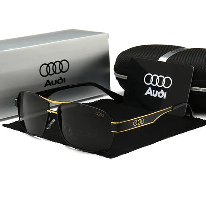 Audi UV400 Polarized Rectangle Sunglasses – Anti-Glare Driving & Motorcycle Glasses for Men & Women (Cycling, Model 553)