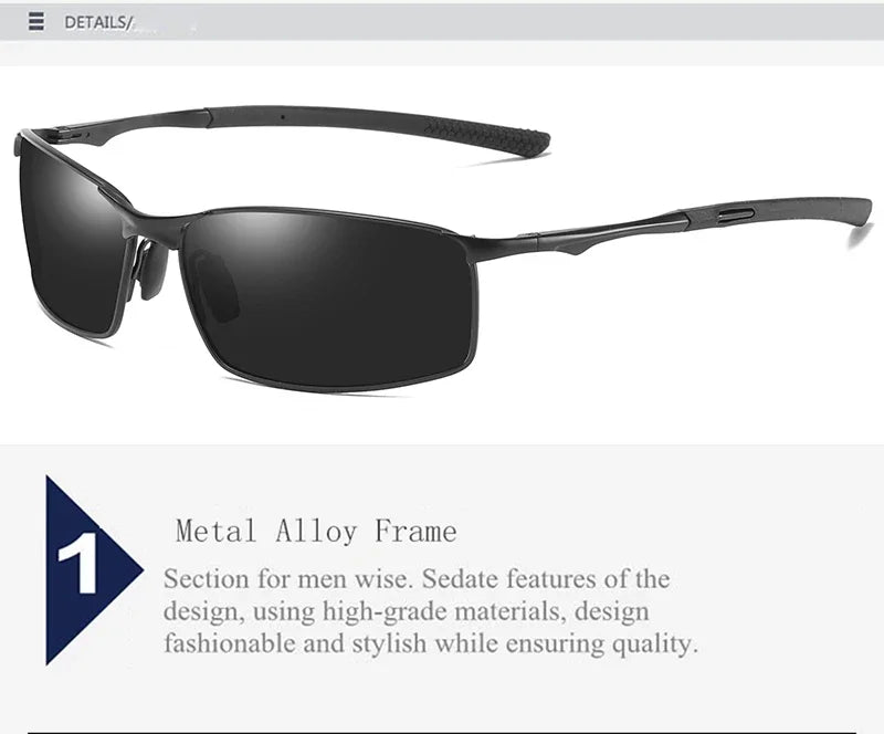 Aoron Polarized Sunglasses — Unisex Driving Mirror Sun Glasses with Metal Frame & UV400