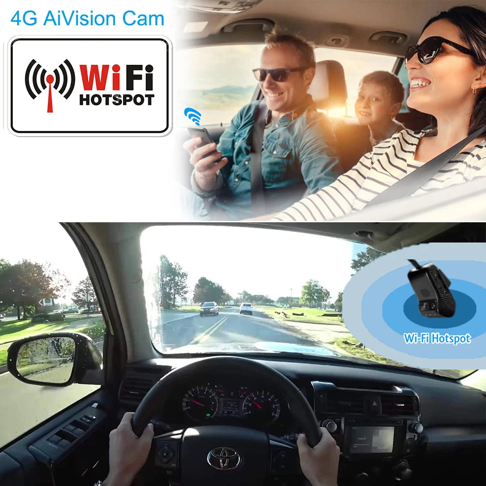 Jimi JC400P 4G Car Camera – 1080P Dual Cameras, GPS Tracking, Wifi Hotspot, Live Stream, DVR Dash Cam with Free App