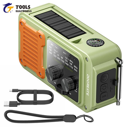 7-in-1 Emergency Radio - AM/FM/WB Portable Solar & Hand-Crank Survival Radio for Outdoor Use