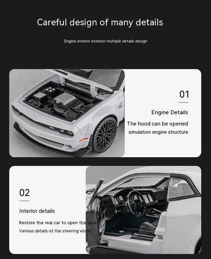 Dodge Challenger Hellcat 1:32 Scale Die-Cast Toy Car – Pull Back Model with Sound and Light Features