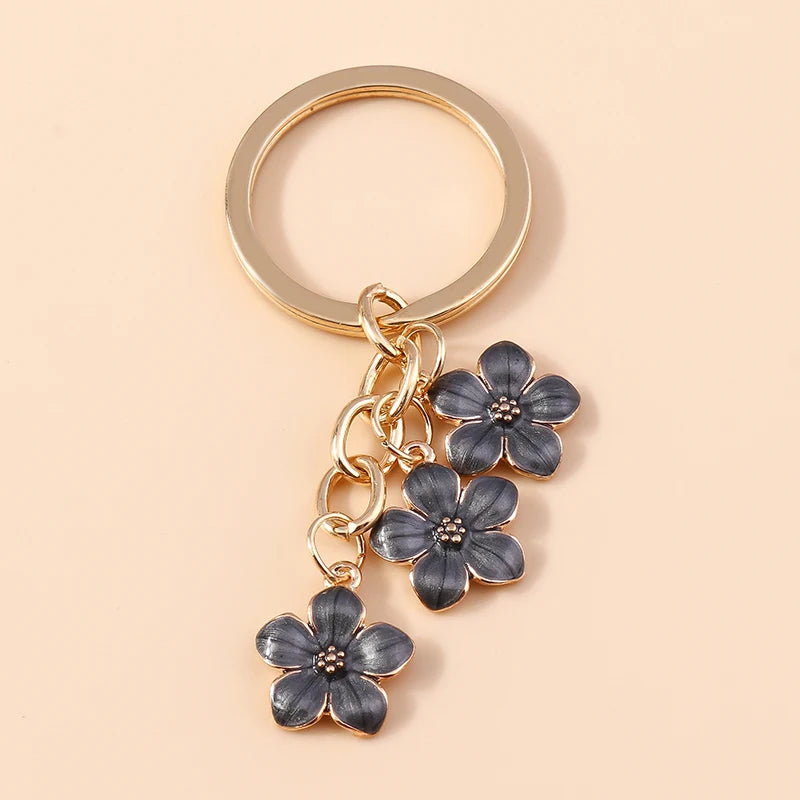 Sakura Flower Enamel Keychain - Colorful Cute Key Ring Handbag Accessory Gift for Women & Girls