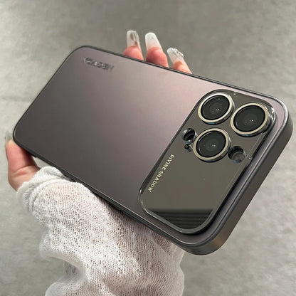 Luxury Mirror Glass iPhone Case - AG Matte Shockproof Protective Cover for iPhone 11-17 Pro Max