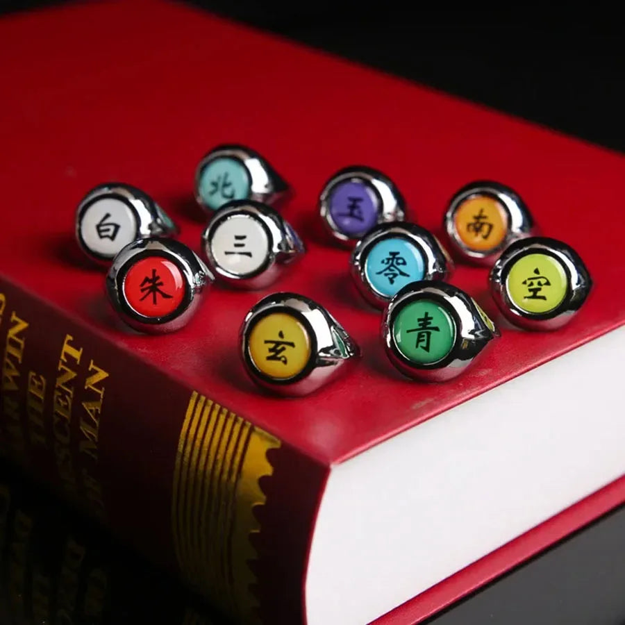 10PCS Bandai Naruto Akatsuki Rings — Itachi Anime Figure Cosplay Accessories, Jewelry & Toys for Boys & Kids Gifts