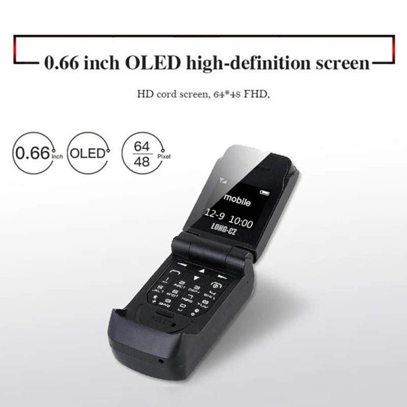 Mini Flip Mobile Phone for Kids – J9 Smallest Clamshell Phone with Bluetooth Dialer & Magic Voice Handsfree Earphone