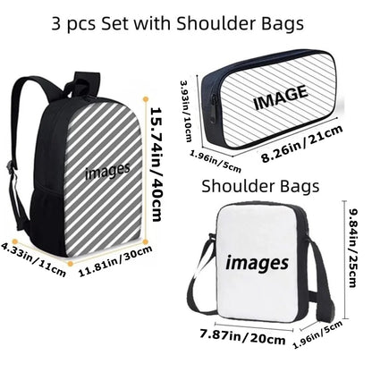 Kids Roblox 3-in-1 Backpack Set — School Bookbag, Shoulder Bag & Pencil Case Waterproof Travel Bag for Teens