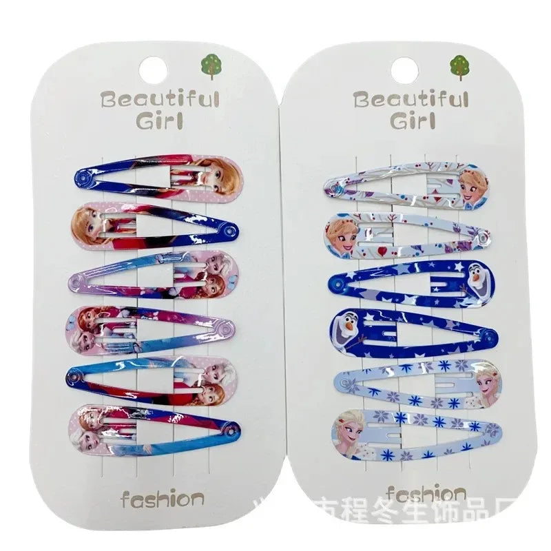 Random 5/10pcs Frozen Elsa Hair Clips, Cute Disney Hair Accessories, Digital Printed, Minimalist Birthday Gifts for Children
