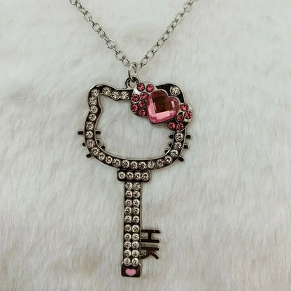 Sanrio Hello Kitty Necklace – Diamond Pendant Clavicle Chain for Girls | Birthday & Holiday Gift