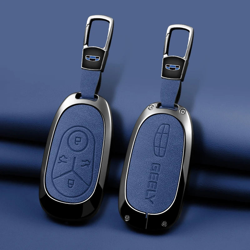 Geely Car Key Case with Leather and Zinc Alloy - Protective Key Fob Cover for Starlight, EX2, GEOME, Galaxy and Discovery Youth Edition