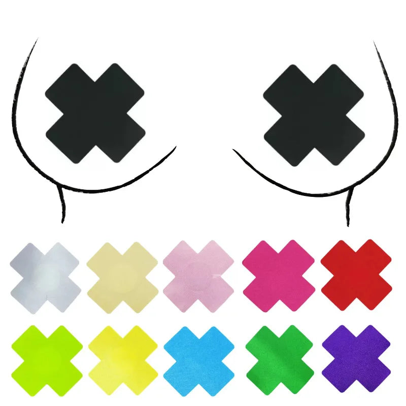 Women’s Disposable Adhesive Nipple Covers - Invisible Chest Petals and Cross-Shaped Pasties in 7 Colors