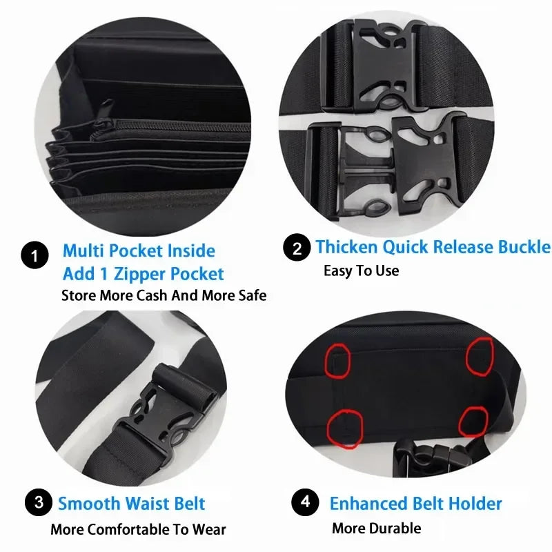 6-Slot Euro Coin Dispenser Wallet – Zipper Pocket Driver & Waiter’s Purse, Coin Sorter & Cash Collector