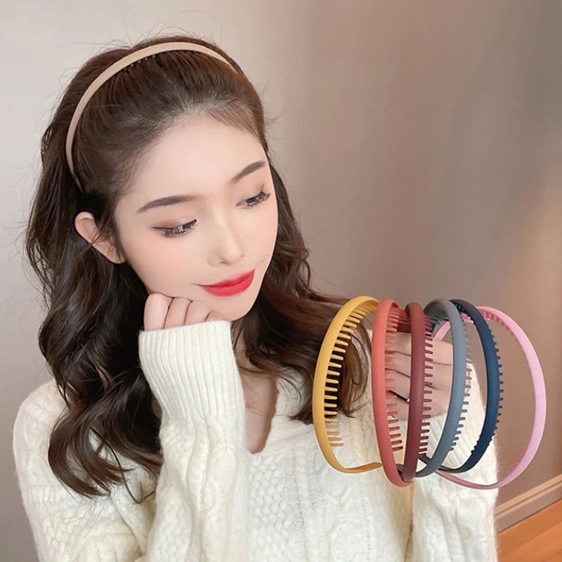 Fashion Solid Color Plastic Hairbands – Toothed Wave Combs, Non-slip Hair Bands for Women & Girls, Face Wash Headbands, Hair Accessories