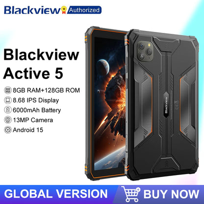 Blackview Active 5 Rugged Tablet - 8.68" 6GB 128GB 4G Android 15 Tablet with 13MP Camera, 6000mAh Battery & NFC