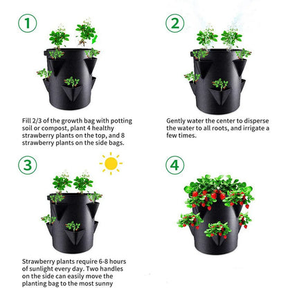 Multi-Mouth Grow Bag – 5/7/10 Gallon Reusable Planting Bags for Strawberry, Tomato, Herbs, and Flower Planters