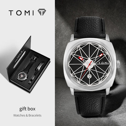 TOMI 2024 Men's Luxury Watch & Bracelet Gift Set – Business Quartz Calendar Watch, 2PCS Versatile Reloj for Men