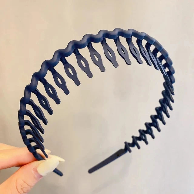 Elegant Solid Color Wave Hairbands for Women – Toothed Non-slip Hair Combs, Face Wash & Sports Headbands, Hair Accessories for Girls