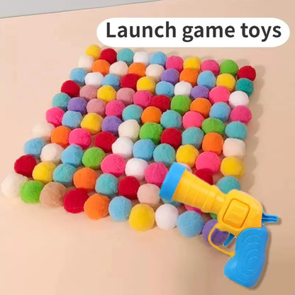 Interactive Cat Toys for Launch Training - Creative Mini Pompoms Games, Stretch Plush Ball Toys for Kittens - Pet Accessories and Cat Supplies