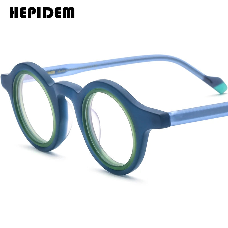 FONEX HEPIDEM Acetate Eyeglass Frames - Retro Round Vintage Eyewear for Men & Women