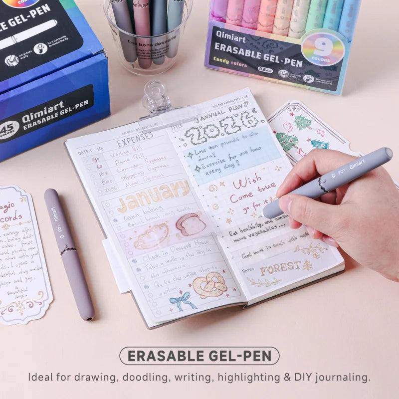 Cute Eggshell Erasable Gel Pens - Retractable Fine-Point Pens with Vibrant Erasable Ink for School, Office & Writing