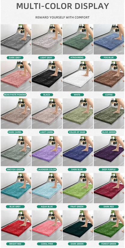 Chenille Long-Haired Bath Mat – Absorbent Bathroom Floor Mat for Tub, Living Room, and Entrance Foot Pad