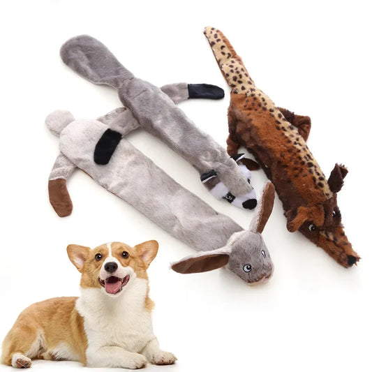 Funny Stuffingless Dog Toys – Durable Plush Animal Chew Toy with Squeakers & Crinkle, New Pet Squeak Toy