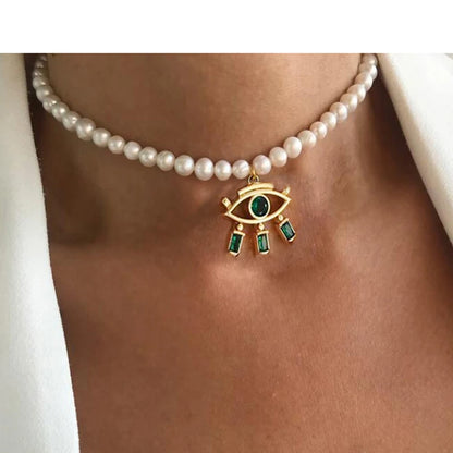 Luxury Pearl Necklace for Women - Adjustable Square Chunky Resin Statement Jewelry
