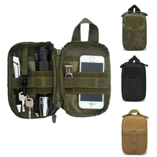 Tactical MOLLE EDC Waist Pouch - Portable Outdoor First Aid Bag and Phone Holder for Camping Hunting Accessories