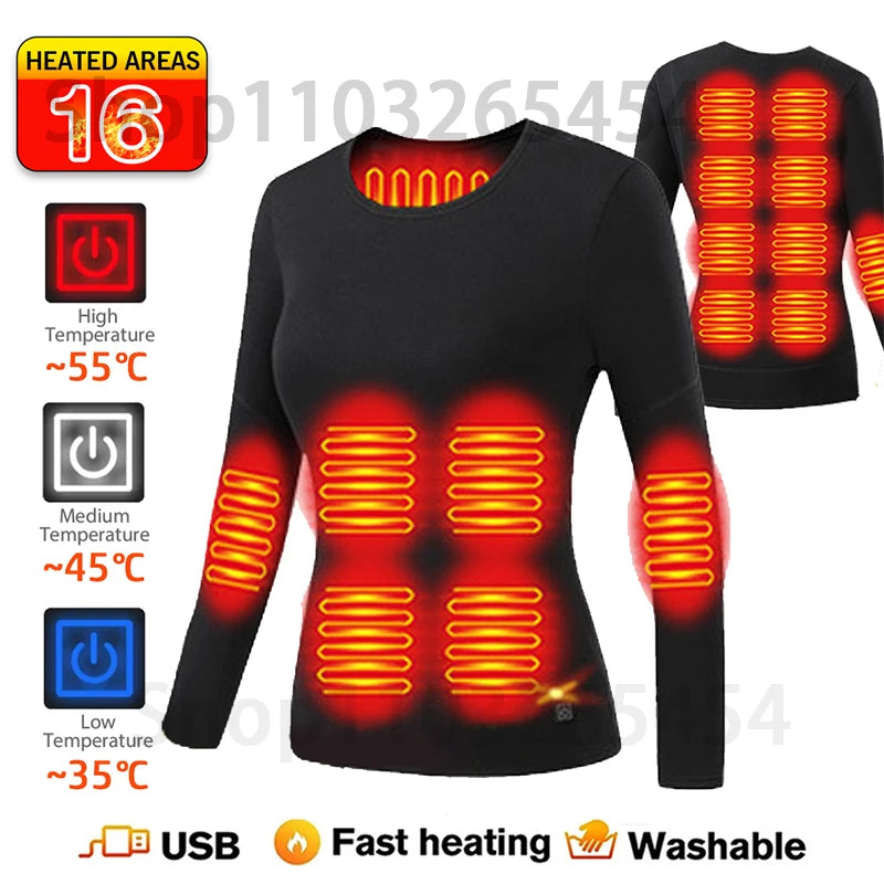 52-Zone USB Heated Winter Underwear for Men & Women – Thermal Electric Heating Jacket and Winter Clothing Accessories