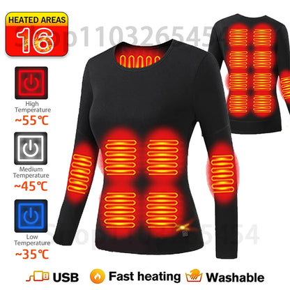 52-Zone USB Heated Winter Underwear for Men & Women – Thermal Electric Heating Jacket and Winter Clothing Accessories