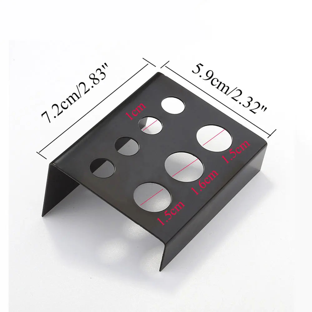 Stainless Steel Tattoo Ink Cup Holder — Black Pigment Stand with 7 Holes for Microblading & Tattoo Accessories