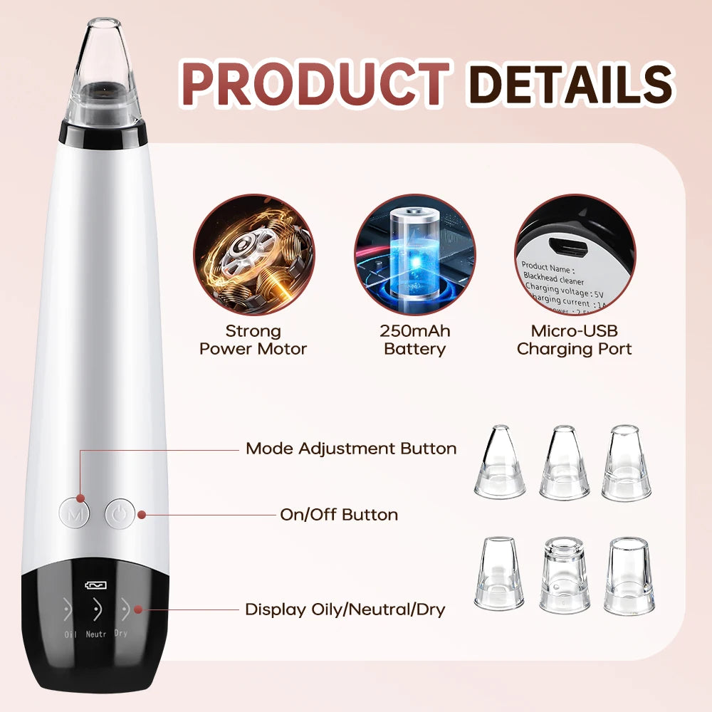3-Mode Blackhead Remover Vacuum – Facial Pore Cleaner & Dead Skin Removal Beauty Tool