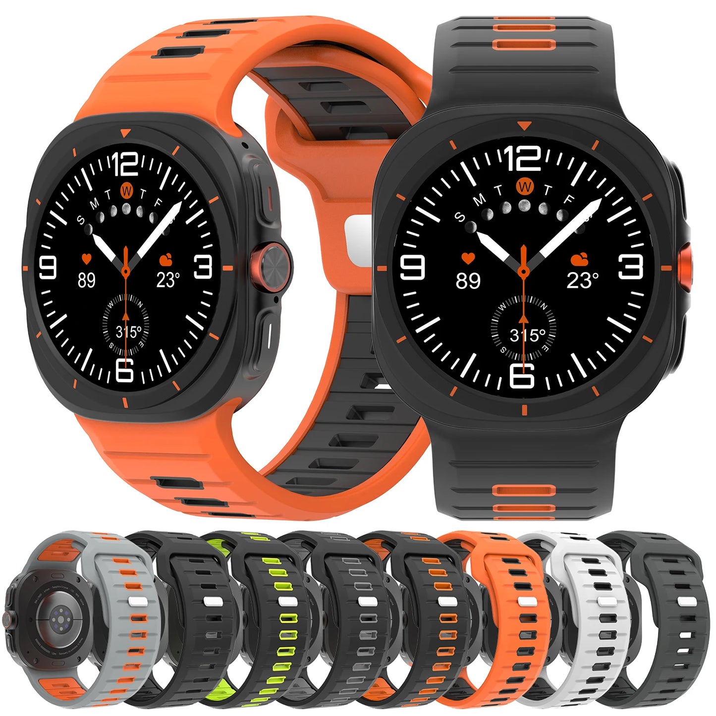 Sports Silicone Strap for Samsung Galaxy Watch Ultra 2025 — Soft Two-Color No-Gap Band for 47mm Galaxy Watch 7 Ultra