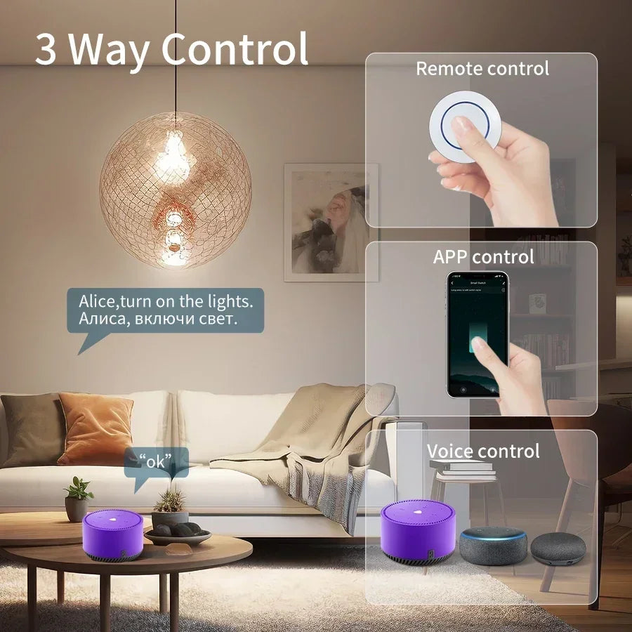 Tuya WiFi Smart Switch – 16A RF 433MHz Wireless Mini Round Button for Alexa & Google Home