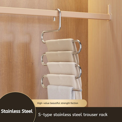 5 Layers Multifunctional Non-Slip Clothes Hanger Rack | Space-Saving Pants & Clothing Storage Organizer