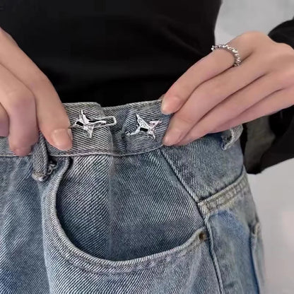 Four-Pointed Star Waist Tightening Tool – Adjustable Waist Buckle for Fashionable Jeans & Fixed Waist Style