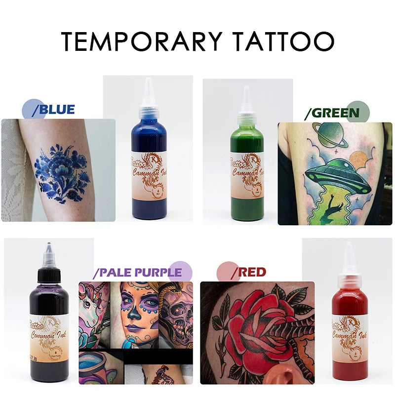 8-Color Airbrush Paint for Temporary Tattoos – 100ml Waterproof Body Art & Semi-Permanent Makeup
