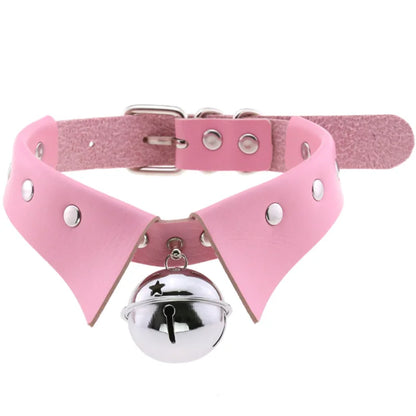 Harajuku Gothic Spike Rivet Star Choker Necklace – Black Bowknot PU Lace Leather Y2K Hip Hop Rock Jewelry for Girls