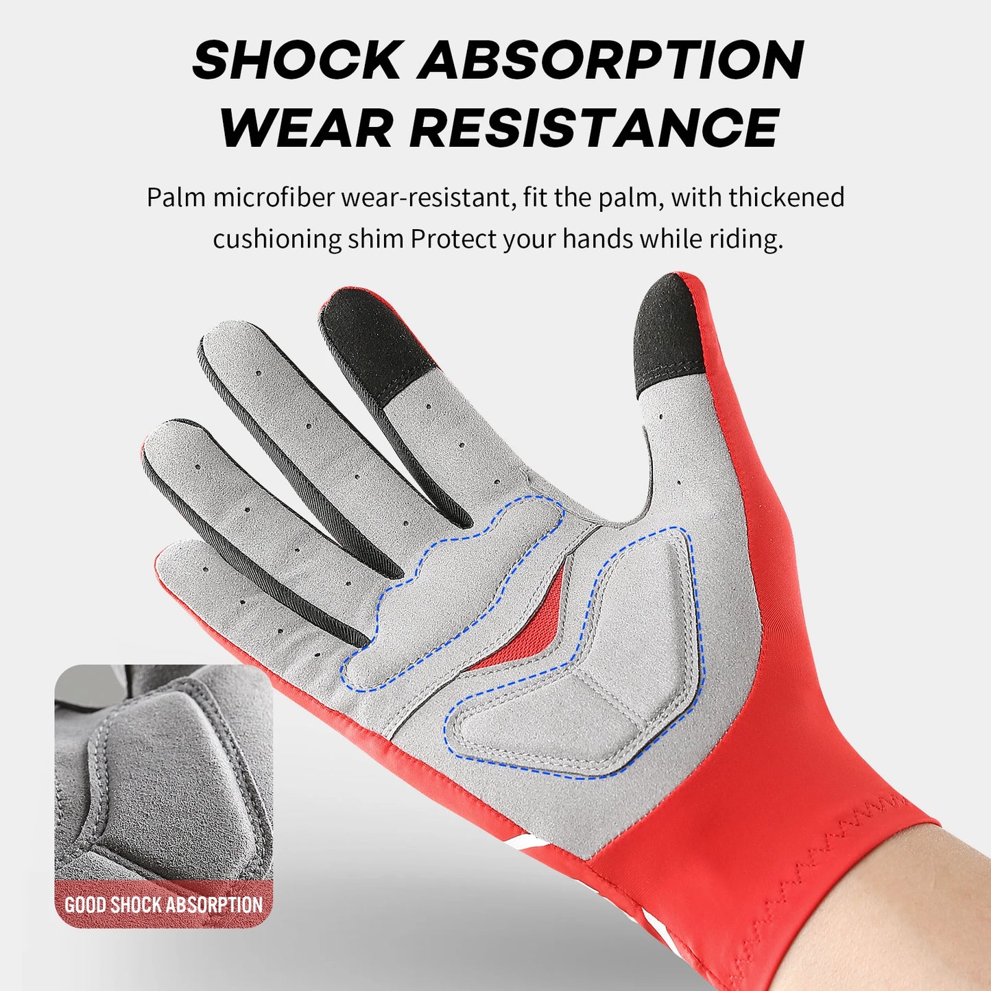 Touch Screen Cycling Gloves – Full & Half Finger Gel MTB Road Bike Gloves for Men & Women, Shock-Absorbing Racing & Sports Bicycle Gloves