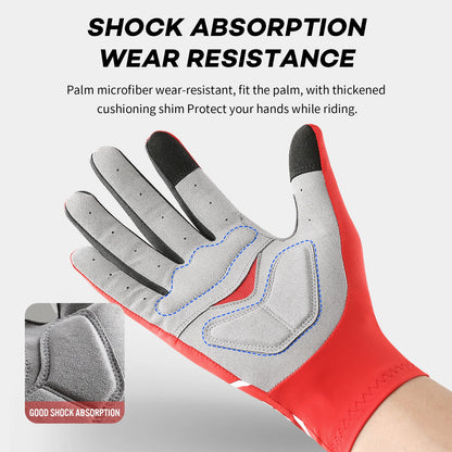 Touch Screen Cycling Gloves – Full & Half Finger Gel MTB Road Bike Gloves for Men & Women, Shock-Absorbing Racing & Sports Bicycle Gloves
