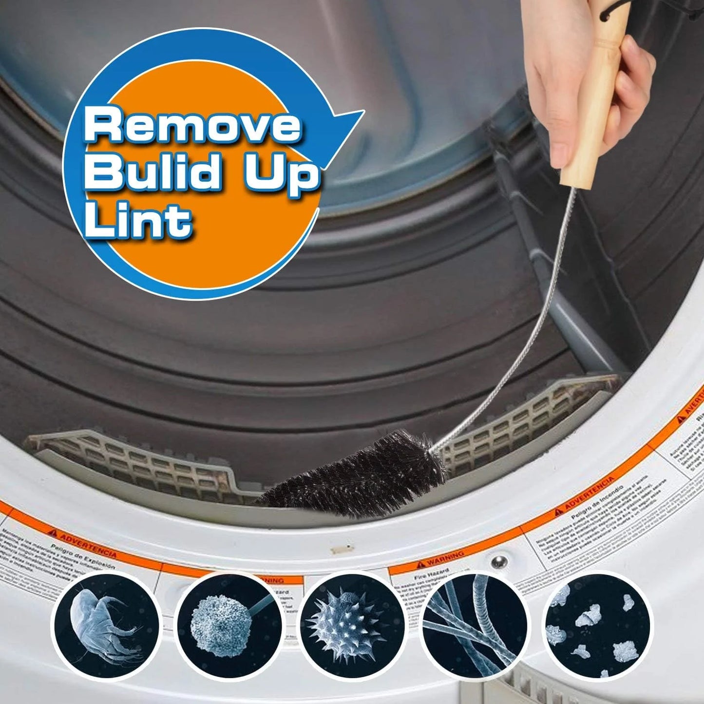 Dryer Vent Cleaner Kit - Long Flexible Lint Remover Brush & Refrigerator Coil Cleaning Tool for Home Maintenance