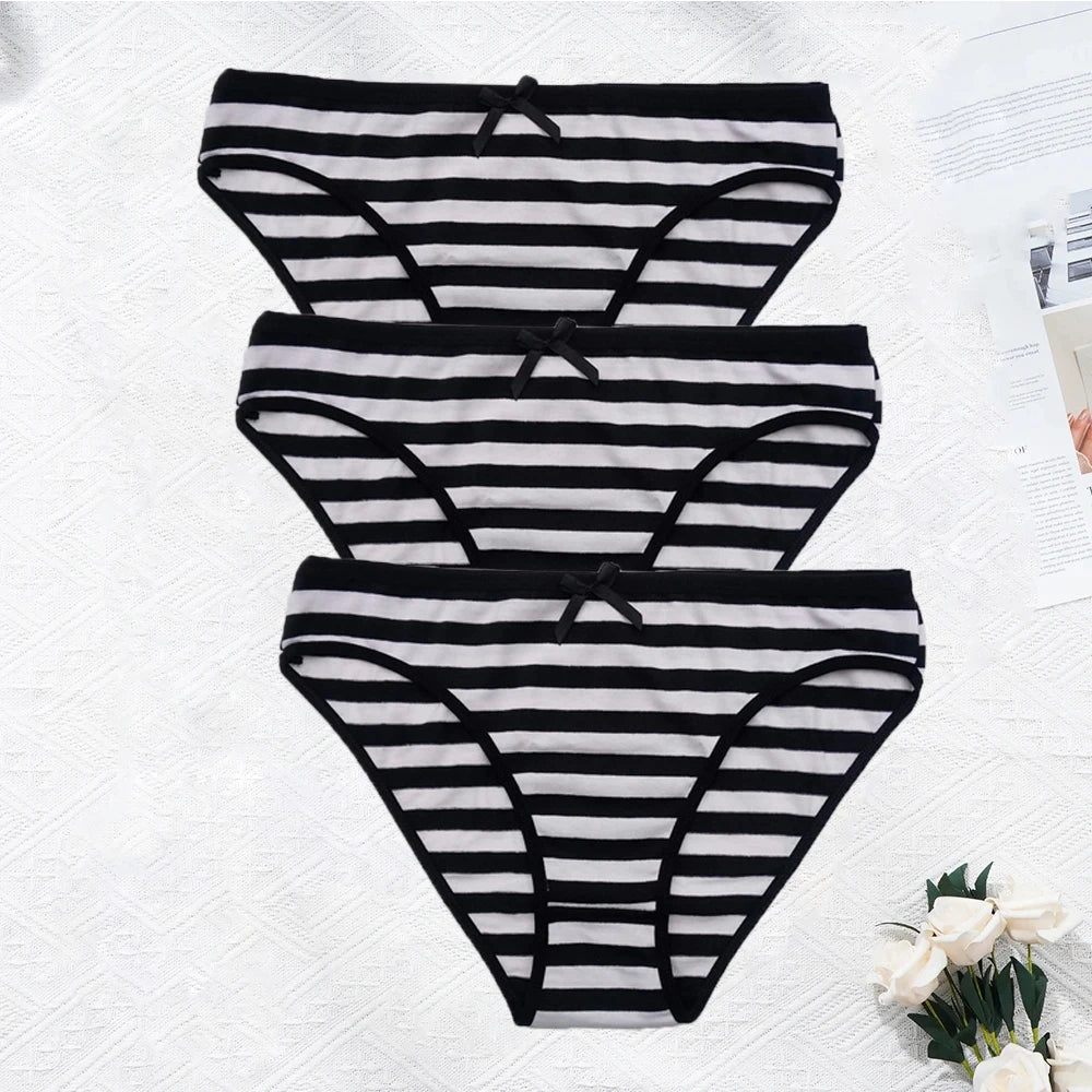YOUREGINA Plus Size Seamless Panties - Striped Cotton Women’s Underwear Briefs 3 Pack