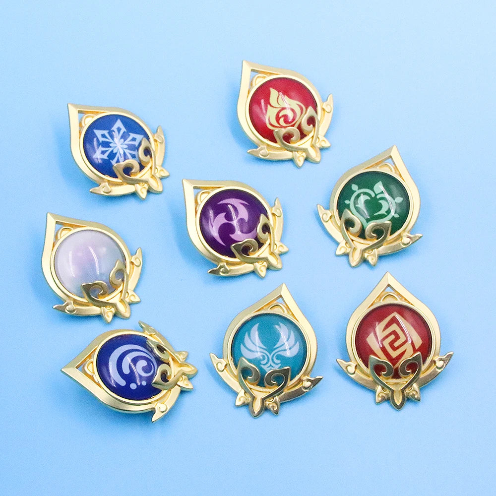 Genshin Impact Sumeru Vision Pins - Anime Character Element Badge Lapel Brooch Collectible Accessories