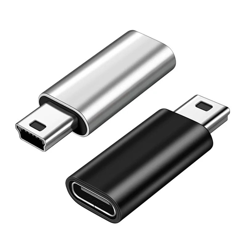 Mini USB to USB Type-C Adapter – 5-Pin Male to Female Data Transfer Connector for GoPro, MP3, Camera & PC