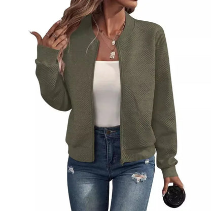 Women’s Plus Size Zipper Sweater Coat - Casual Solid Color Autumn & Winter Jacket