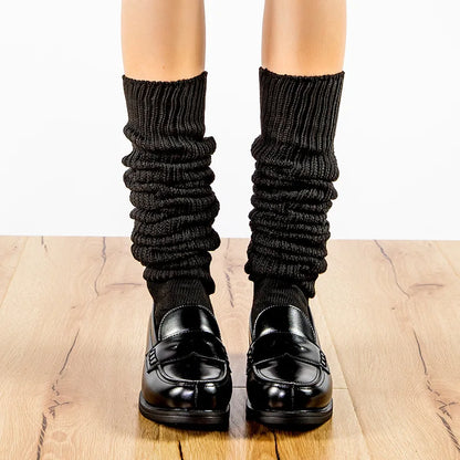 White & Black Loose Slouch Socks – JK Uniform Cosplay Leg Warmers for Women & Girls