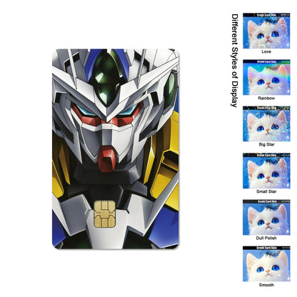 Gundam RX-78-2 & ZGMF-X19A Card Stickers - 2.5D HD Matte Waterproof PVC Skins for Credit and Debit Cards
