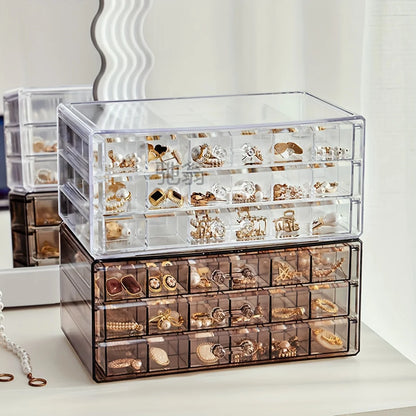 3-Layer 72-Grid Jewelry Storage Box – Large Capacity for Rings, Earrings & Necklaces